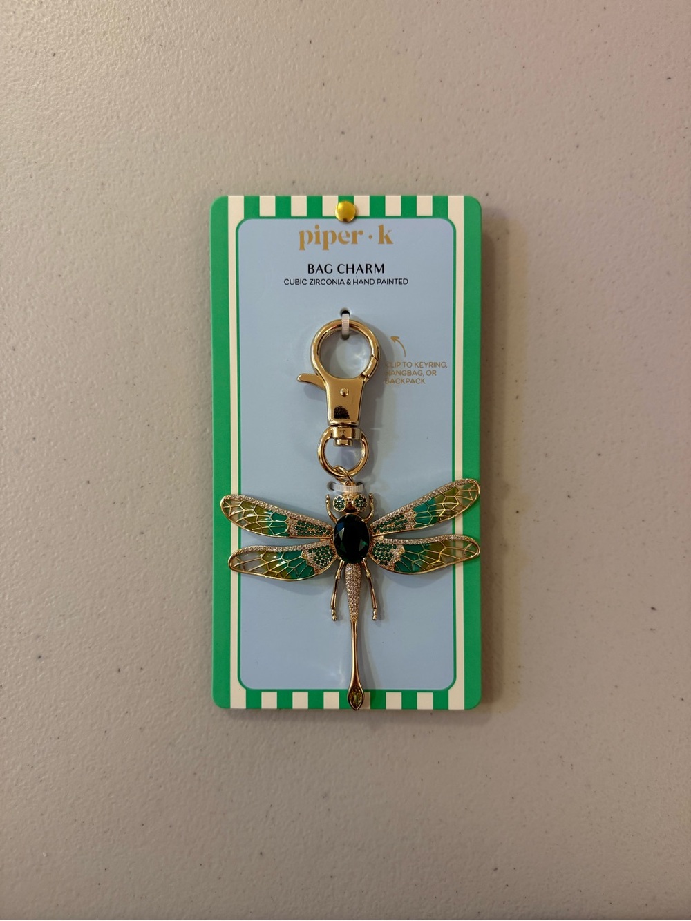 Piper K Gold & Green Dragonfly Bag Charm & Key Chain - 💚💛*BRAND NEW*💚💛